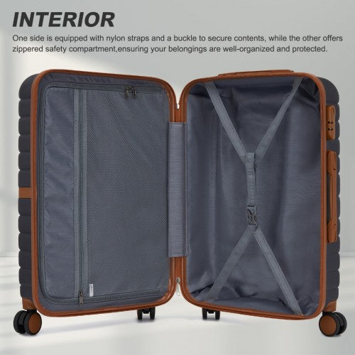Kono KSK2592 20/24/28-inch navy and brown luggage set – set view