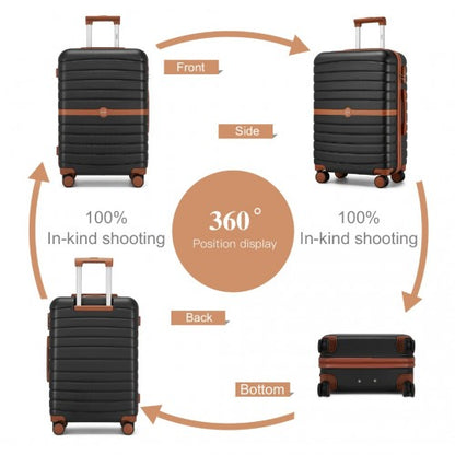Kono KSK2592 20/24/28-inch black and brown luggage set – set view