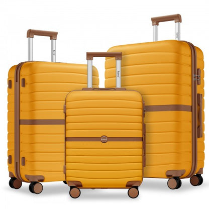 Kono KSK2592 20/24/28-inch yellow and brown luggage set – set view