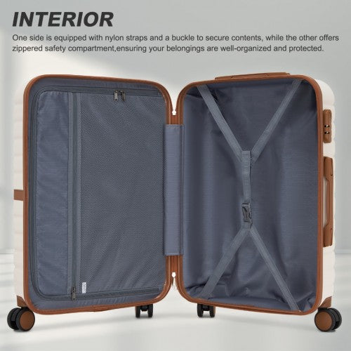 Kono KSK2592 20/24/28-inch cream and brown luggage set – set view