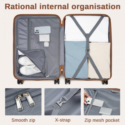 Kono KSK2592 20/24/28-inch yellow and brown luggage set – set view