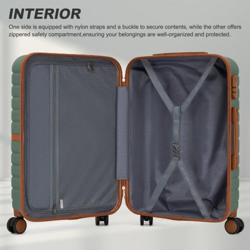 Kono KSK2592 20/24/28-inch green and brown luggage set – set view