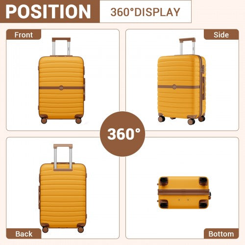 Kono KSK2592 20/24/28-inch yellow and brown luggage set – set view