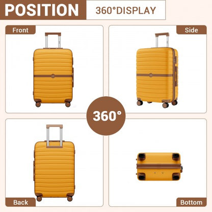 Kono KSK2592 20/24/28-inch yellow and brown luggage set – set view