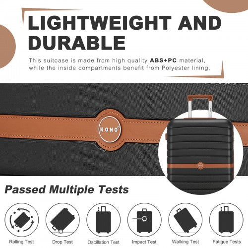 Kono KSK2592 20/24/28-inch black and brown luggage set – set view