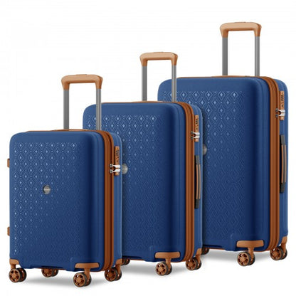 Kono KSK2594 20/24/28-inch navy and brown suitcase – set view