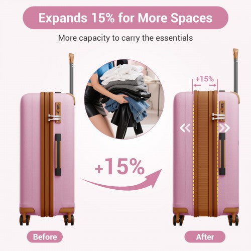Kono KSK2594 20/24/28-inch pink and brown suitcase – set view