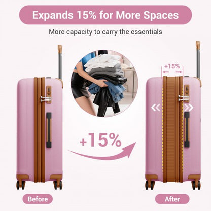 Kono KSK2594 20/24/28-inch pink and brown suitcase – set view