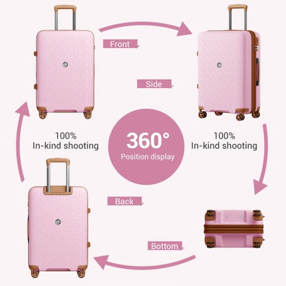 Kono KSK2594 20/24/28-inch pink and brown suitcase – set view