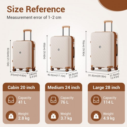 Kono KSK2594 20/24/28-inch beige and brown suitcase – set view
