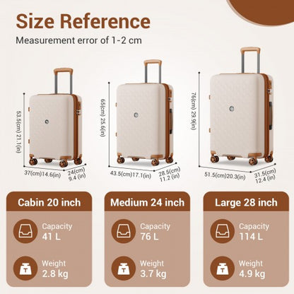 Kono KSK2594 20/24/28-inch beige and brown suitcase – set view