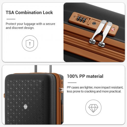 Kono KSK2594 20/24/28-inch black and brown suitcase – set view