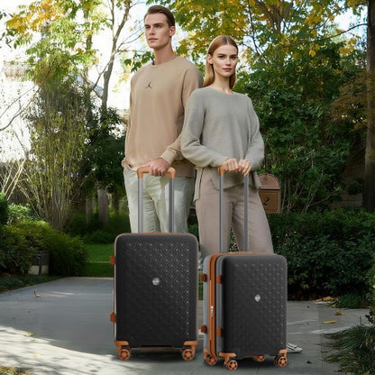 Kono KSK2594 20/24/28-inch black and brown suitcase – set view