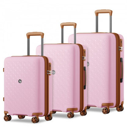Kono KSK2594 20/24/28-inch pink and brown suitcase – set view
