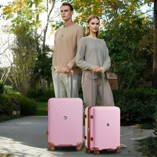 Kono KSK2594 20/24/28-inch pink and brown suitcase – set view