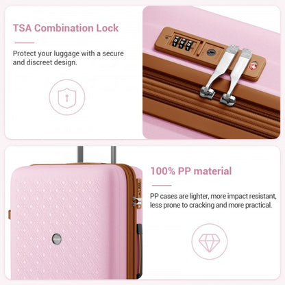 Kono KSK2594 20/24/28-inch pink and brown suitcase – set view