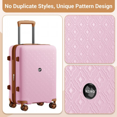 Kono KSK2594 20/24/28-inch pink and brown suitcase – set view