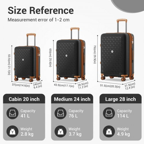 Kono KSK2594 20/24/28-inch black and brown suitcase – set view
