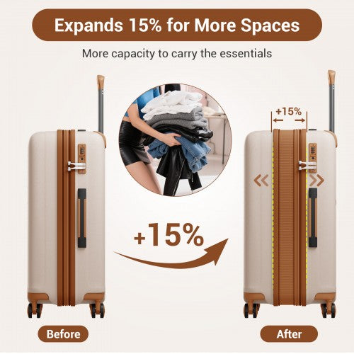 Kono KSK2594 20/24/28-inch beige and brown suitcase – set view