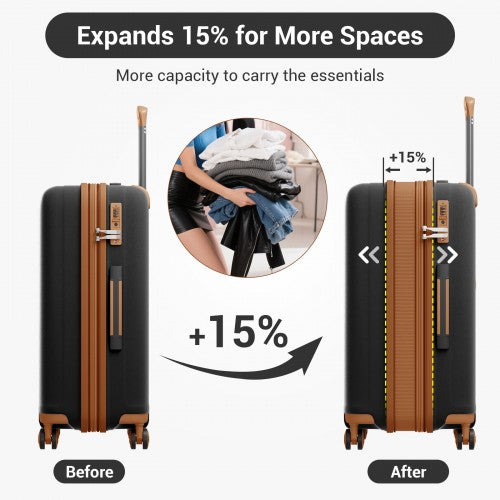 Kono KSK2594 20/24/28-inch black and brown suitcase – set view