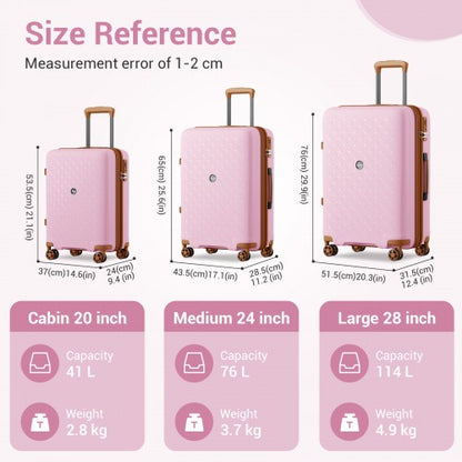 Kono KSK2594 20/24/28-inch pink and brown suitcase – set view