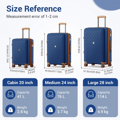 Kono KSK2594 20/24/28-inch navy and brown suitcase – set view
