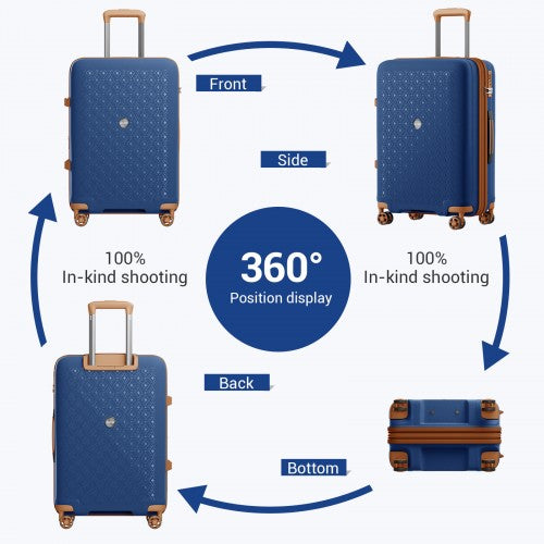 Kono KSK2594 20/24/28-inch navy and brown suitcase – set view