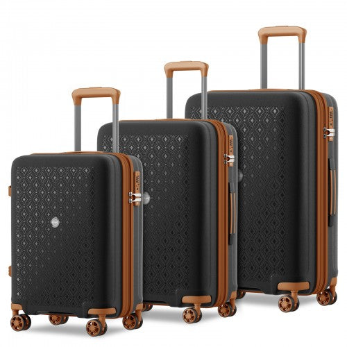 Kono KSK2594 20/24/28-inch black and brown suitcase – set view