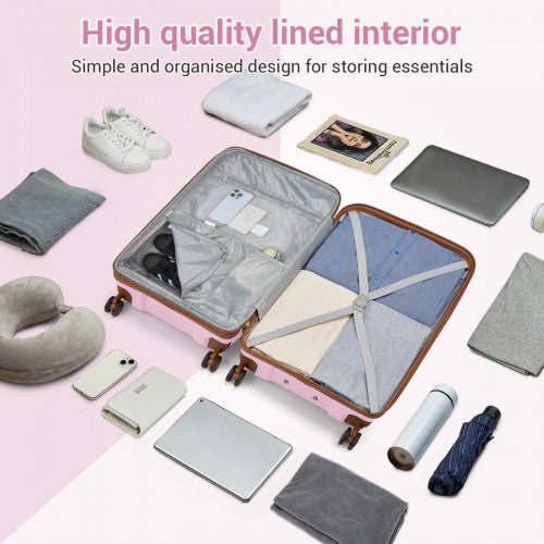Kono KSK2594 20/24/28-inch pink and brown suitcase – set view