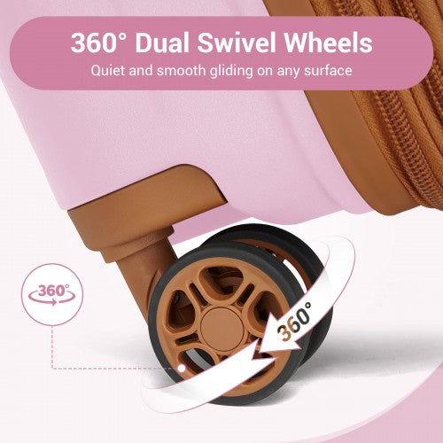 Kono KSK2594 20/24/28-inch pink and brown suitcase – set view