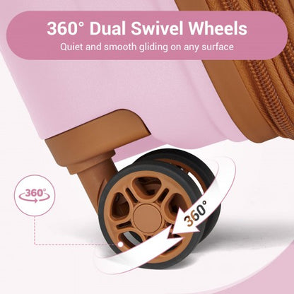 Kono KSK2594 20/24/28-inch pink and brown suitcase – set view