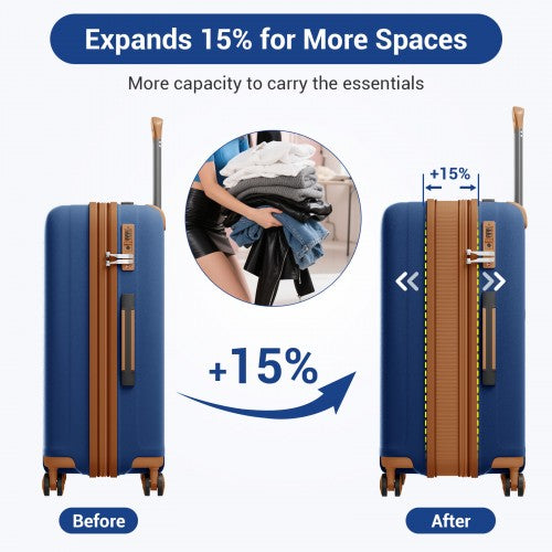 Kono KSK2594 20/24/28-inch navy and brown suitcase – set view