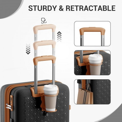 Kono KSK2594 20/24/28-inch black and brown suitcase – set view