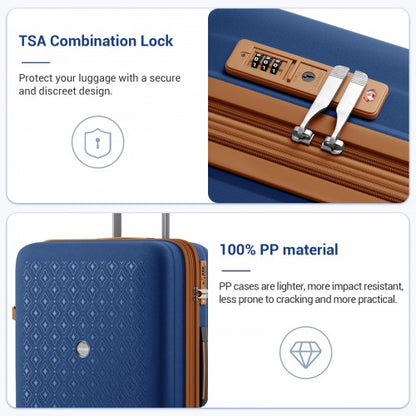 Kono KSK2594 20/24/28-inch navy and brown suitcase – set view