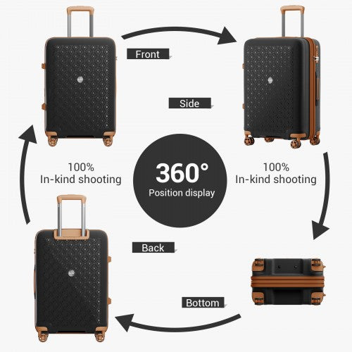 Kono KSK2594 20/24/28-inch black and brown suitcase – set view