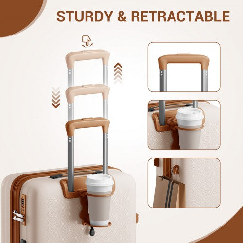 Kono KSK2594 20/24/28-inch beige and brown suitcase – set view