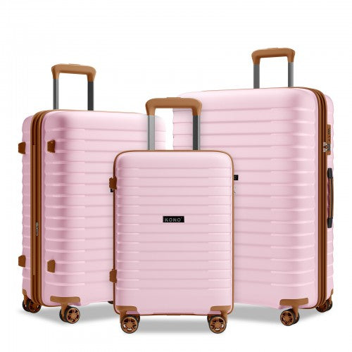 Kono KSK2595 - 3-Piece Hard Shell Luggage Set 20/24/28 Inch with Cup Holder, TSA Lock and Expandable Design