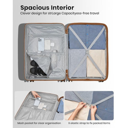 Kono KSK2595 - 3-Piece Hard Shell Luggage Set 20/24/28 Inch with Cup Holder, TSA Lock and Expandable Design