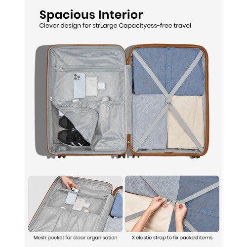Kono KSK2595 - 3-Piece Hard Shell Luggage Set 20/24/28 Inch with Cup Holder, TSA Lock and Expandable Design