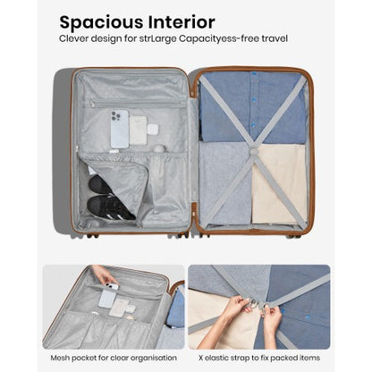 Kono KSK2595 - 3-Piece Hard Shell Luggage Set 20/24/28 Inch with Cup Holder, TSA Lock and Expandable Design