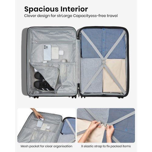 Kono KSK2595 - 3-Piece Hard Shell Luggage Set 20/24/28 Inch with Cup Holder, TSA Lock and Expandable Design