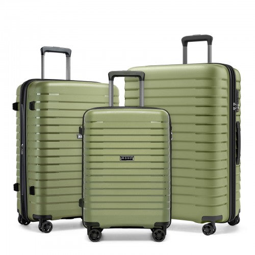Kono KSK2595 - 3-Piece Hard Shell Luggage Set 20/24/28 Inch with Cup Holder, TSA Lock and Expandable Design