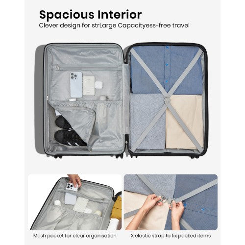 Kono KSK2595 - 3-Piece Hard Shell Luggage Set 20/24/28 Inch with Cup Holder, TSA Lock and Expandable Design