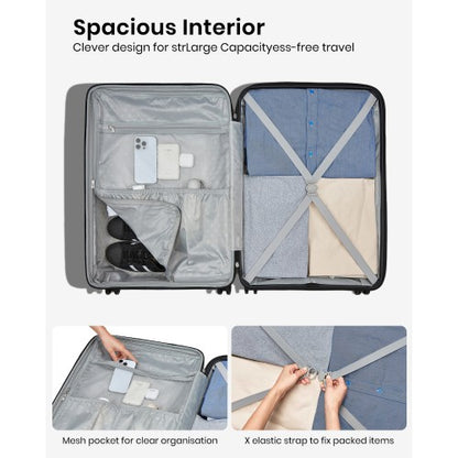 Kono KSK2595 - 3-Piece Hard Shell Luggage Set 20/24/28 Inch with Cup Holder, TSA Lock and Expandable Design