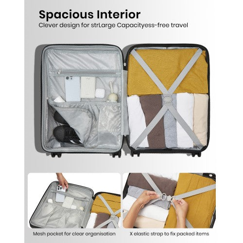 Kono KSK2595 - 3-Piece Hard Shell Luggage Set 20/24/28 Inch with Cup Holder, TSA Lock and Expandable Design