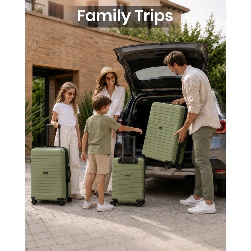 Kono KSK2595 - 3-Piece Hard Shell Luggage Set 20/24/28 Inch with Cup Holder, TSA Lock and Expandable Design