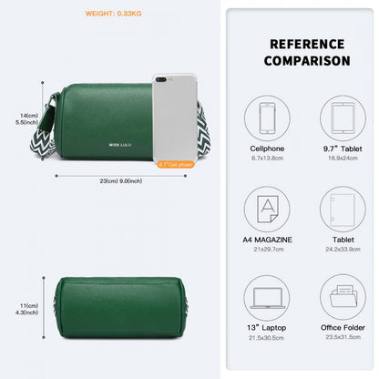 Miss Lulu L2309 green crossbody bag – rear view