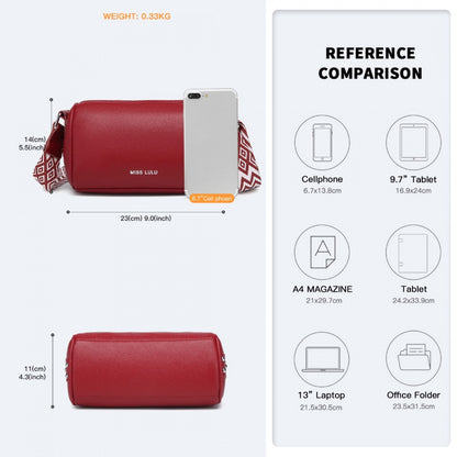 Miss Lulu L2309 red crossbody bag – rear view