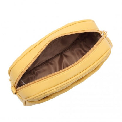 LA2119-1 - Miss LuLu Lightweight Quilted Leather Cross body Bag - Yellow