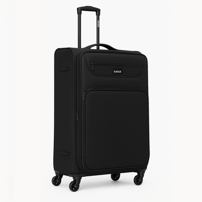 Eagle Super Lightweight 4 Wheels Spinner Soft Shell Expandable Luggage Black